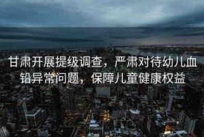 甘肅開展提級調(diào)查，嚴(yán)肅對待幼兒血鉛異常問題，保障兒童健康權(quán)益