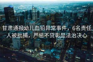 甘肅通報(bào)幼兒血鉛異常事件，6名責(zé)任人被批捕，嚴(yán)懲不貸彰顯法治決心