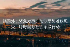 德國外長緊急發(fā)聲，加沙局勢難以忍受，呼吁國際社會采取行動