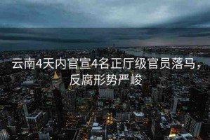 云南4天內(nèi)官宣4名正廳級官員落馬，反腐形勢嚴峻