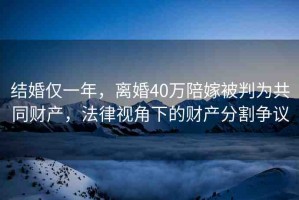 結(jié)婚僅一年，離婚40萬陪嫁被判為共同財(cái)產(chǎn)，法律視角下的財(cái)產(chǎn)分割爭議