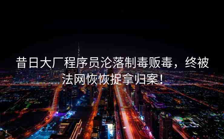昔日大廠程序員淪落制毒販毒，終被法網(wǎng)恢恢捉拿歸案！