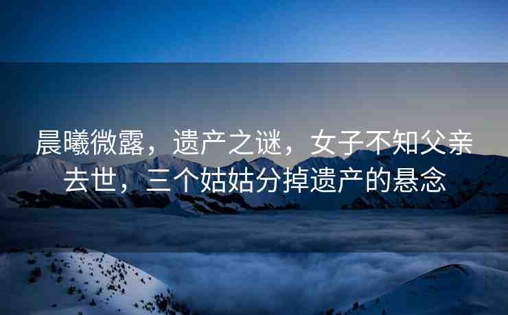 晨曦微露，遺產(chǎn)之謎，女子不知父親去世，三個姑姑分掉遺產(chǎn)的懸念