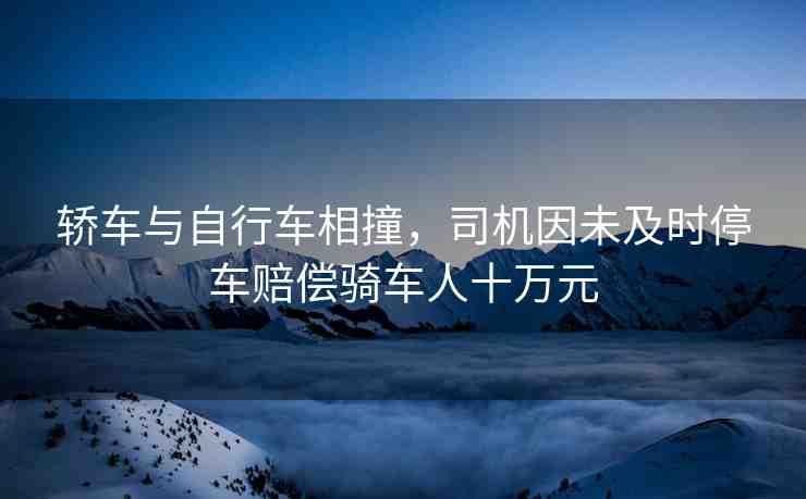 轎車與自行車相撞，司機因未及時停車賠償騎車人十萬元