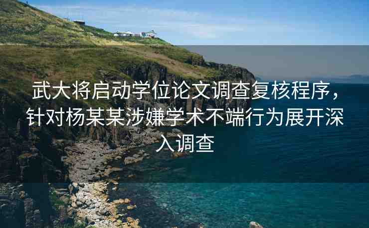 武大將啟動(dòng)學(xué)位論文調(diào)查復(fù)核程序，針對(duì)楊某某涉嫌學(xué)術(shù)不端行為展開深入調(diào)查